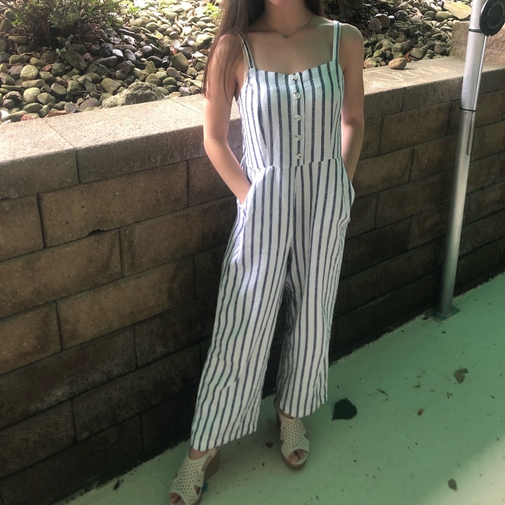 White and Navy jump suit